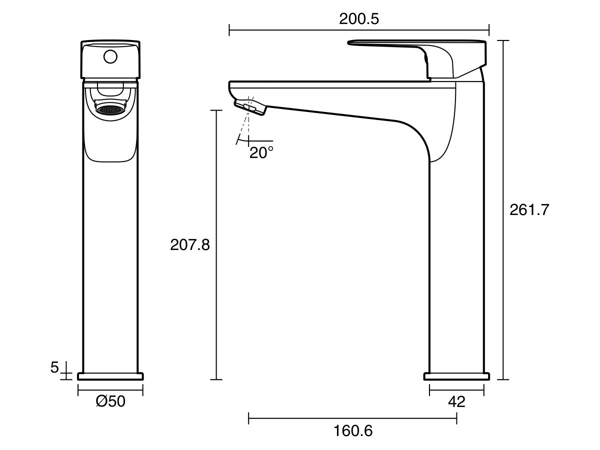 Reece Posh Solus Extended Basin Mixer Tap Brushed Nickel (5 Star) Lead Free