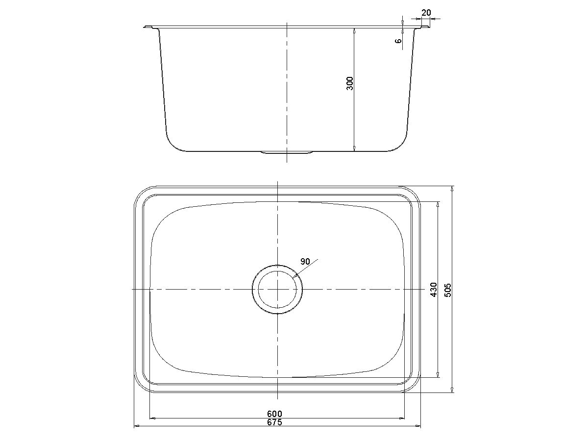 Reece Posh Solus Flat Rim Trough 70 Litres No Tapholes Stainless Steel