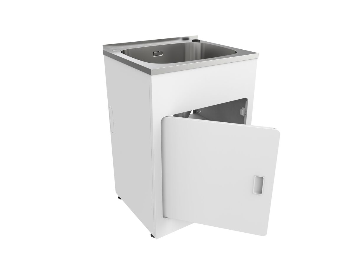 Reece Posh Solus MK2 45 Litre Standard Laundry Trough And Cabinet 1 Taphole With Bypass & Overflow Stainless Steel