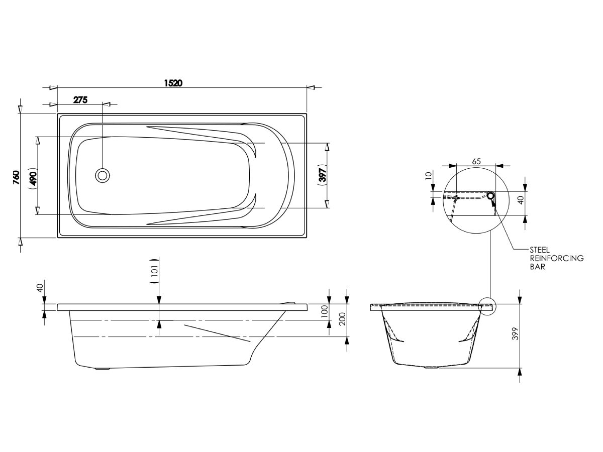 Reece Posh Solus MK2 Rectangle Spa With 10 Chrome Jets & Auto Heat Pump 1520mm White