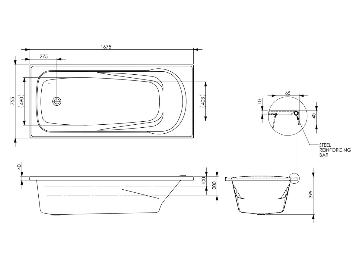 Reece Posh Solus MK2 Rectangle Spa With 6 Chrome Jets & Auto Heat Pump 1675mm White