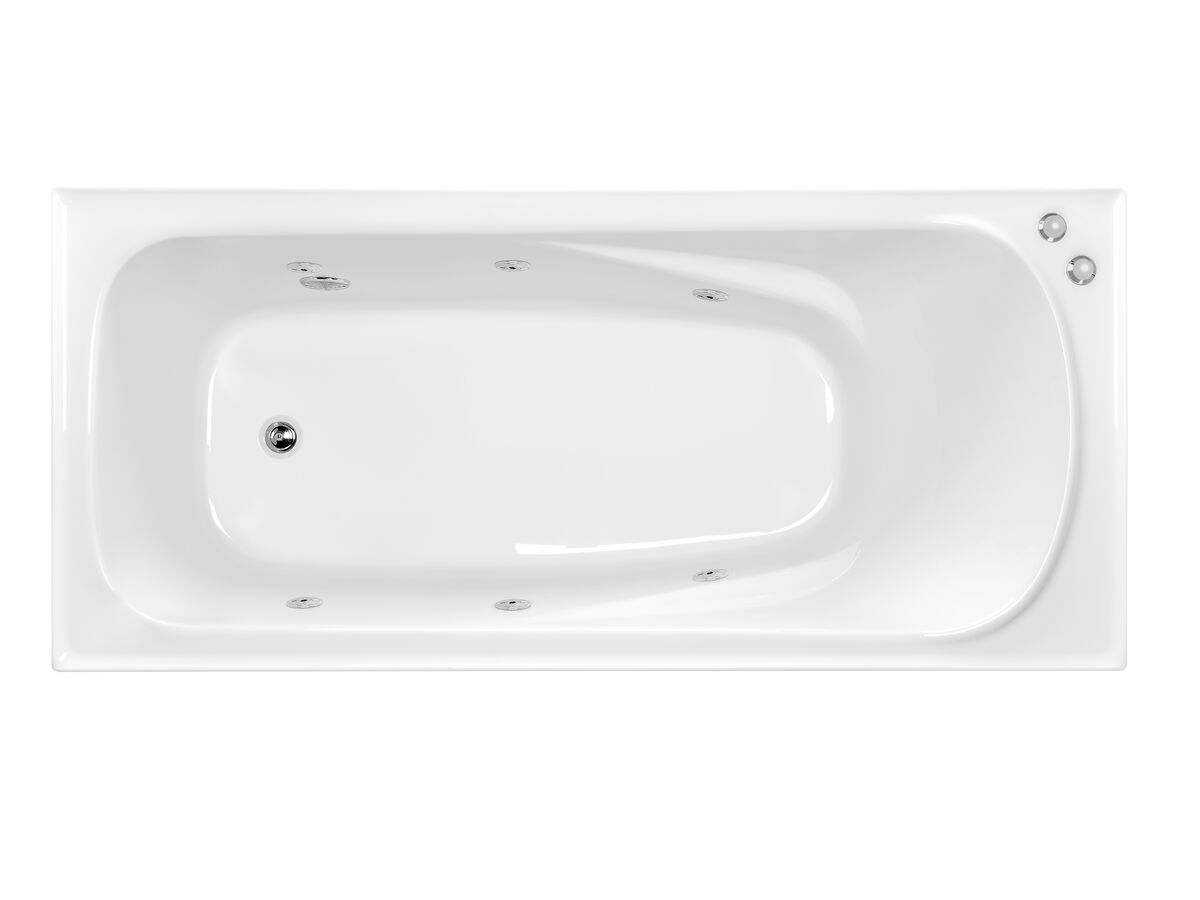 reece Posh Solus MK2 Rectangle Spa with 6 Chrome Jets & Auto Heat Pump 1675mm White