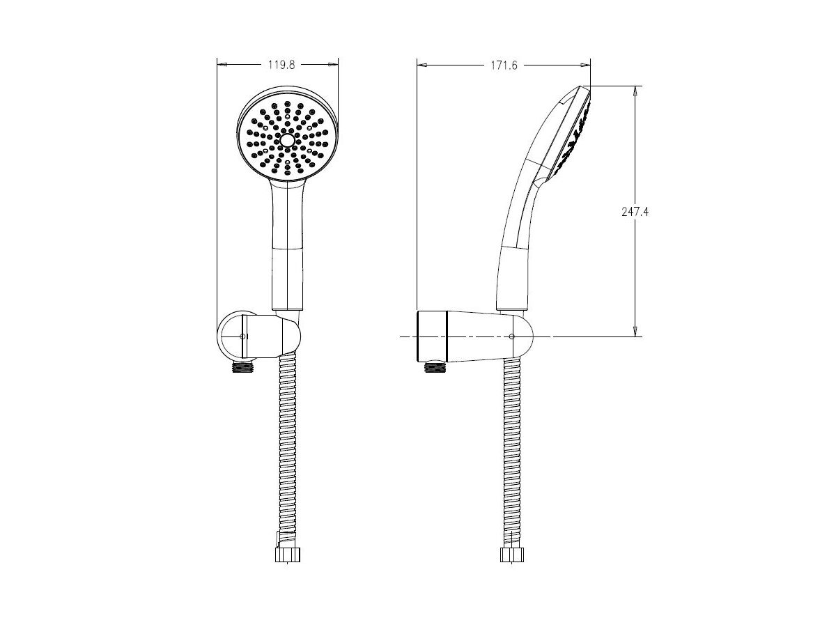 Reece Posh Solus MK3 Handshower With Water Inlet Wall Bracket 1 Function Chrome (4 Star)