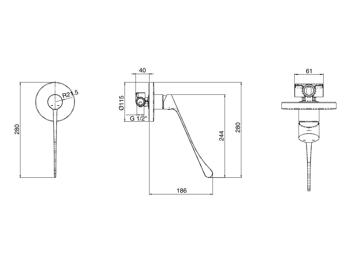 Reece Posh Solus MK3 Shower Mixer Tap With Extended Lever 270mm Matte Black