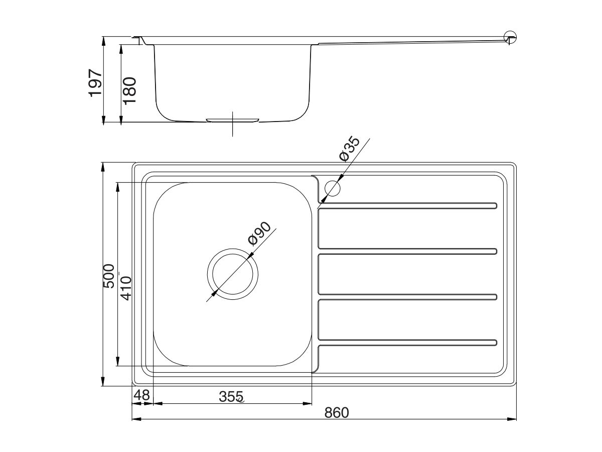 Reece Posh Solus MK3 Single Bowl Inset Sink 1 Taphole Left Hand Bowl Stainless Steel