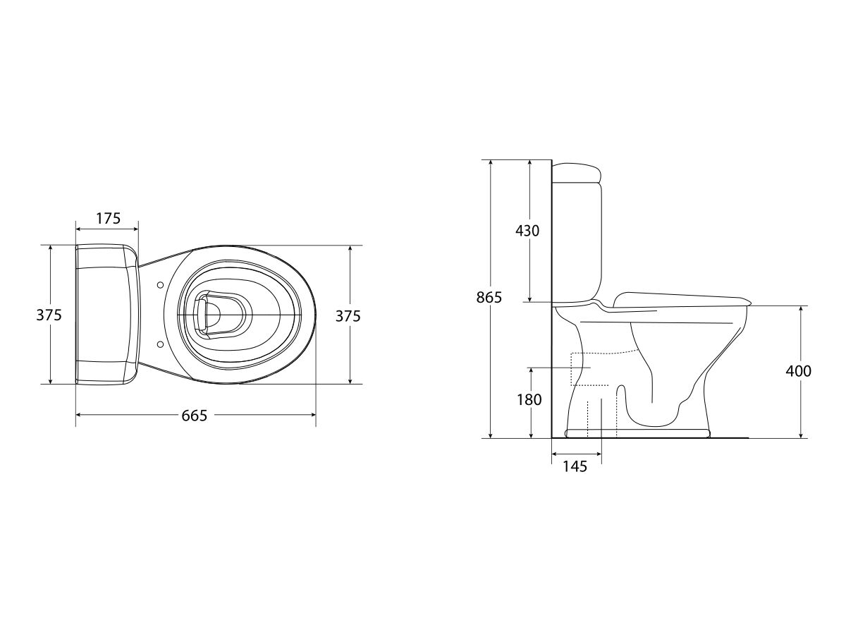 reece Posh Solus Round Toilet Suite Close Coupled S-Trap with Quick Release Soft Close Seat White/Chrome (4 Star)