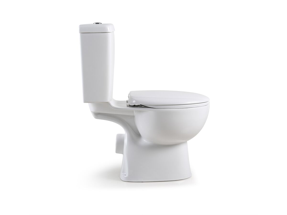 Reece Posh Solus Square Close Coupled Toilet Suite P Trap With Soft Close Quick Release Seat White/Chrome New (4 Star)