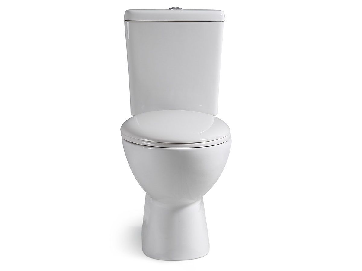 Reece Posh Solus Square Close Coupled Toilet Suite S Trap With Soft Close Quick Release Seat White/Chrome New (4 Star)
