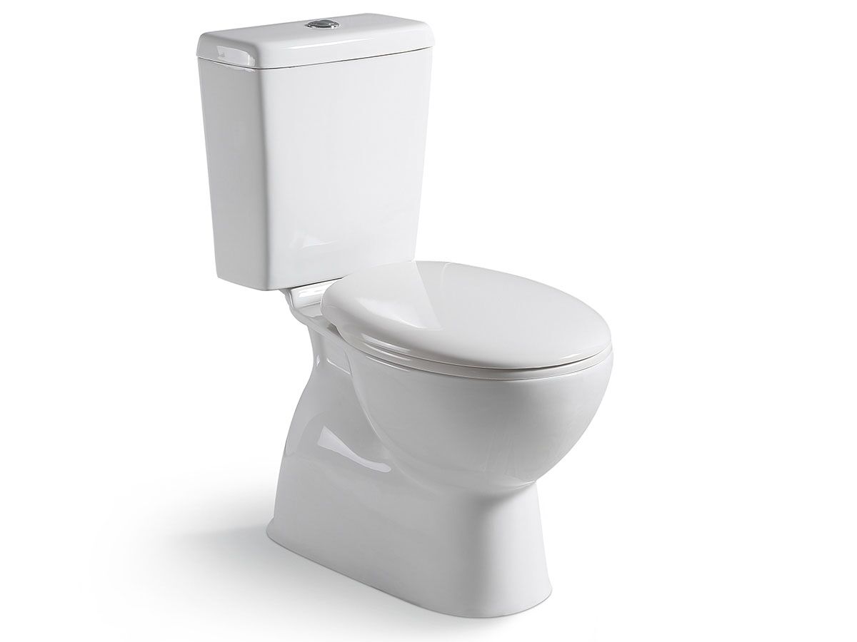 reece Posh Solus Square Close Coupled Toilet Suite S Trap with Soft Close Quick Release Seat White/Chrome New (4 Star)