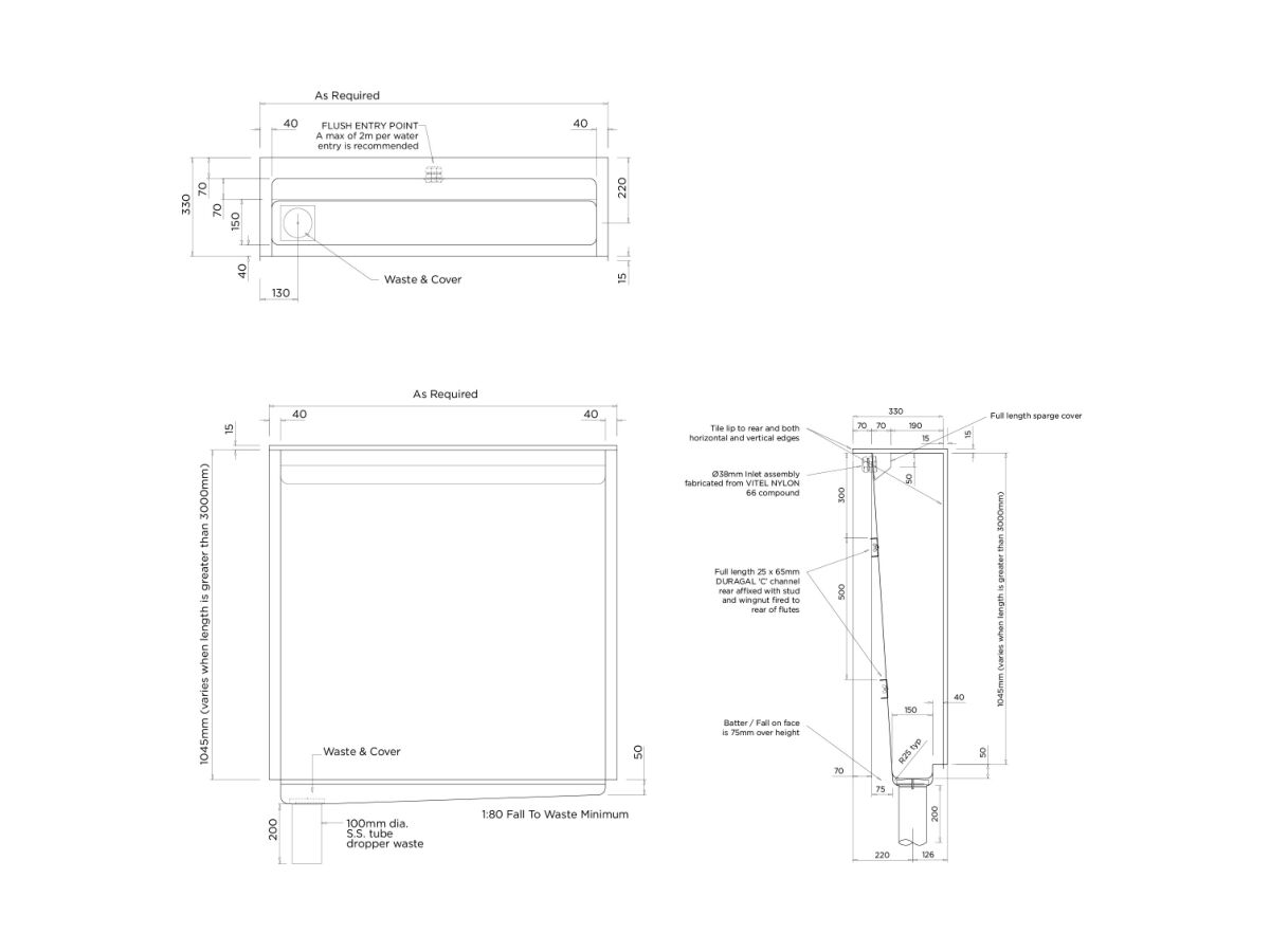 Reece Britex Esiflow Urinal 1800mm (5 Star)