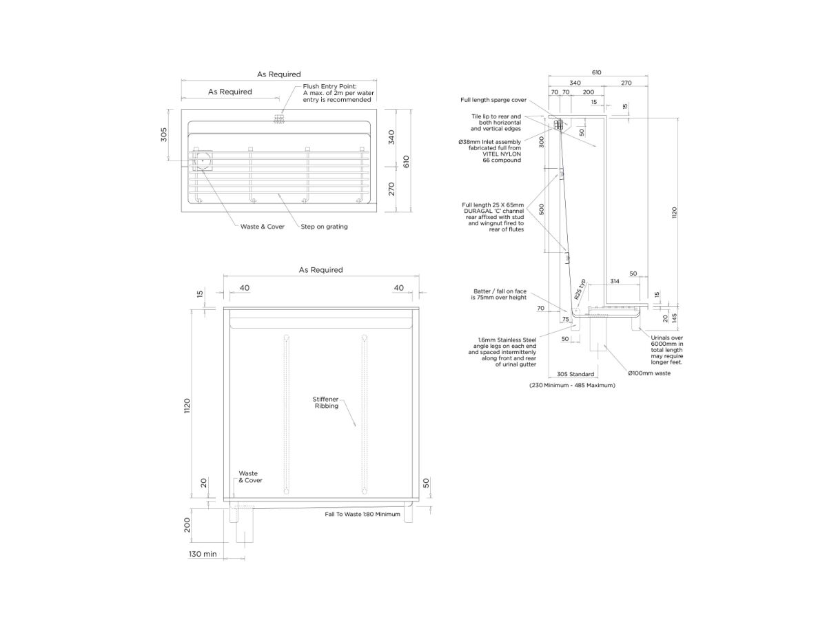 Reece Britex Sani Step Urinal 1500mm (5 Star)
