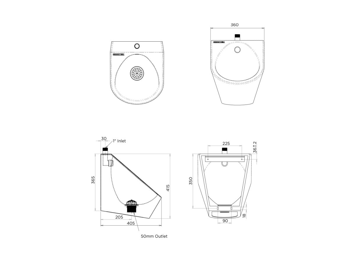 Reece Britex Wall Hung Urinal (5 Star)