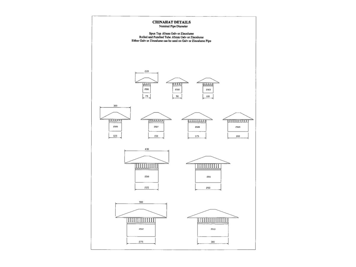 Reece Cowl Hat - Galvanised 250mm