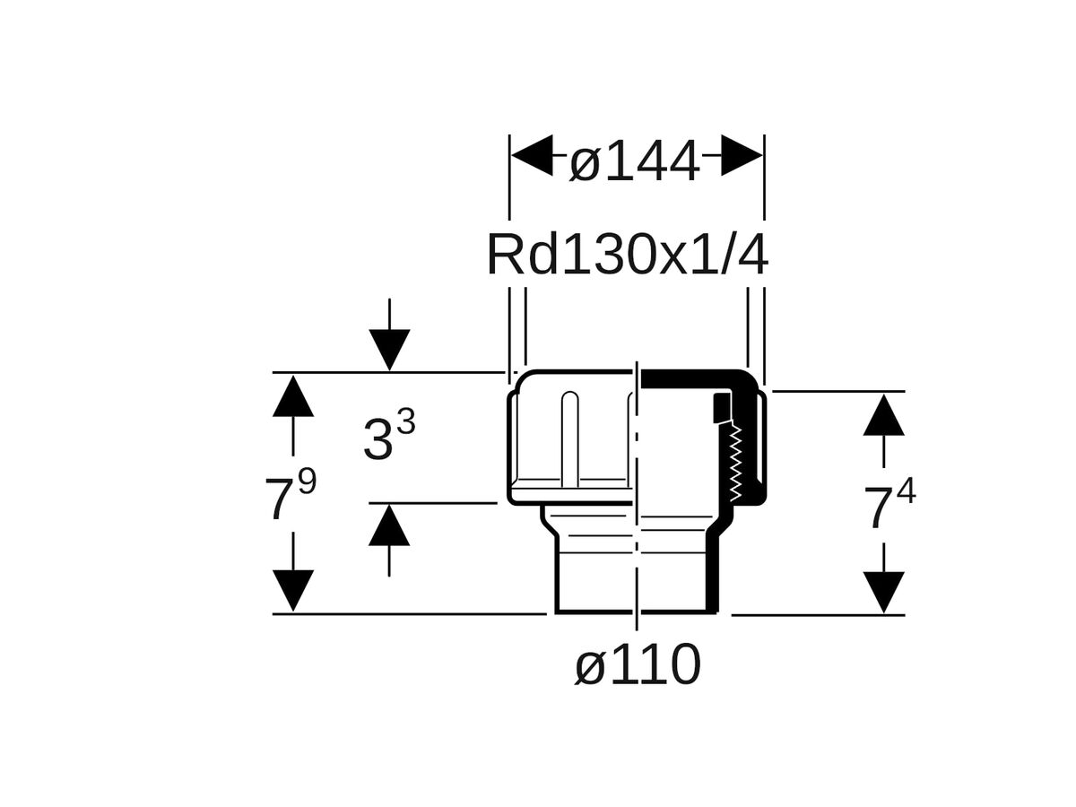 Reece Geberit Complete Stop End With Tail 110mm