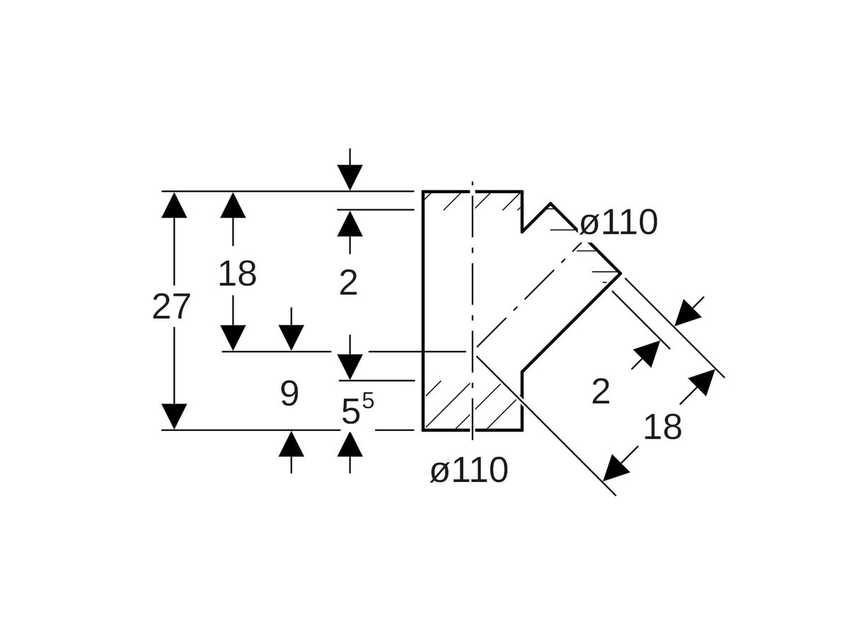 Reece Geberit Junction 110mm X 110mm X 45 Degree