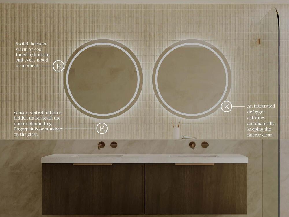 Reece Kado Aspect Round Veil LED Mirror 800mm