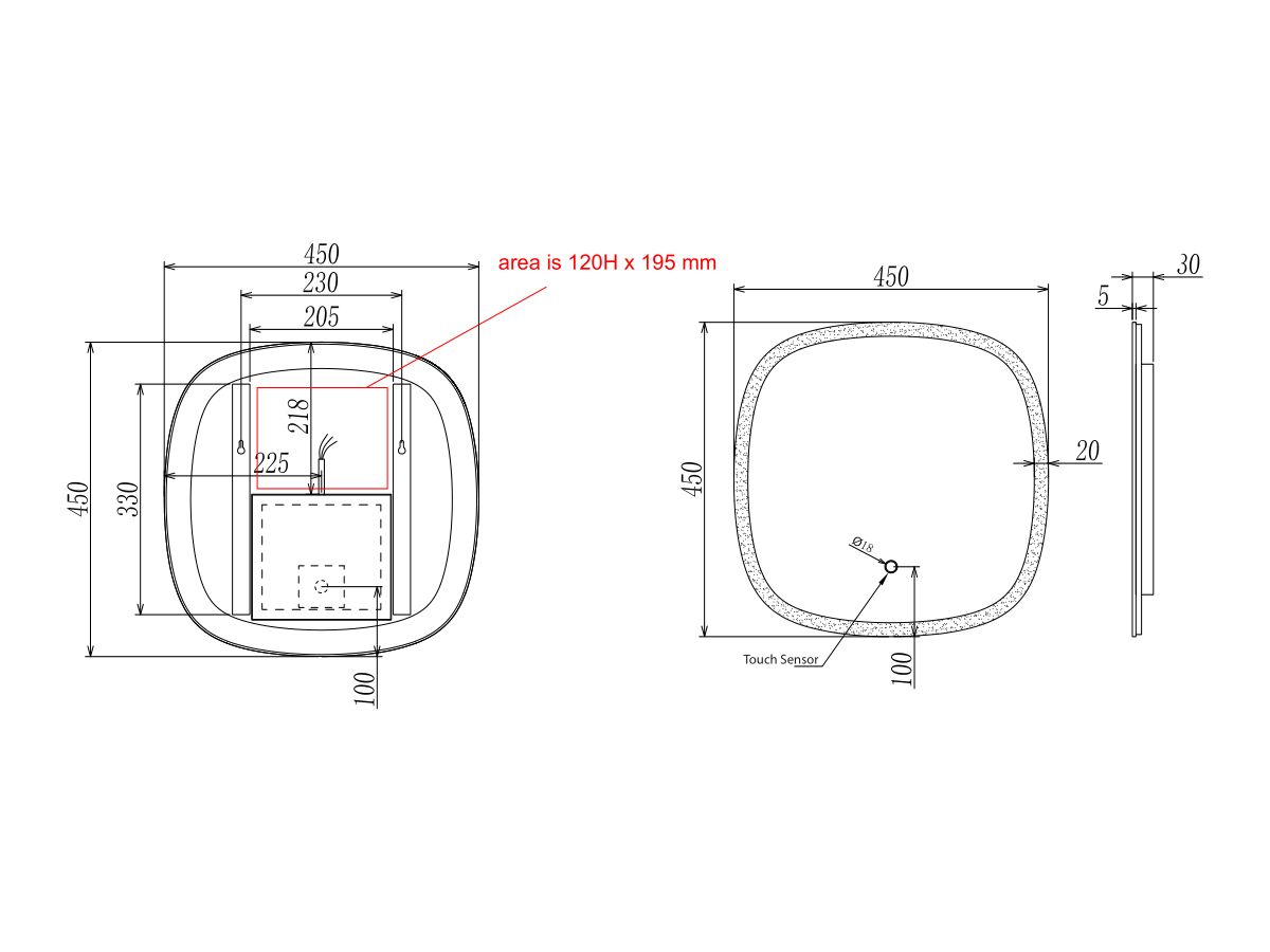 Reece Kado Lussi 450mm X 450mm LED Mirror