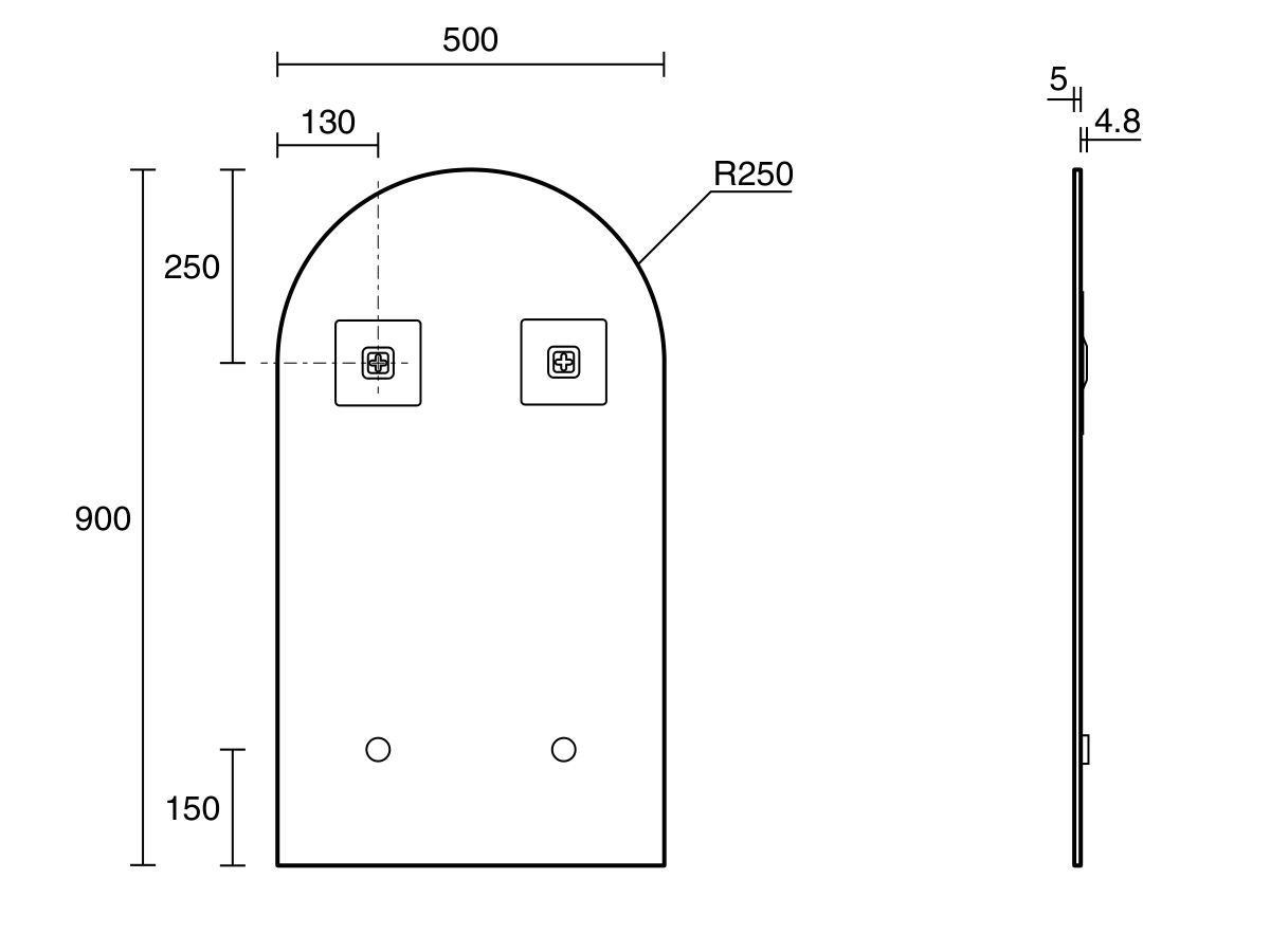 Reece Kado Neue Arch Mirror 500 X 900mm