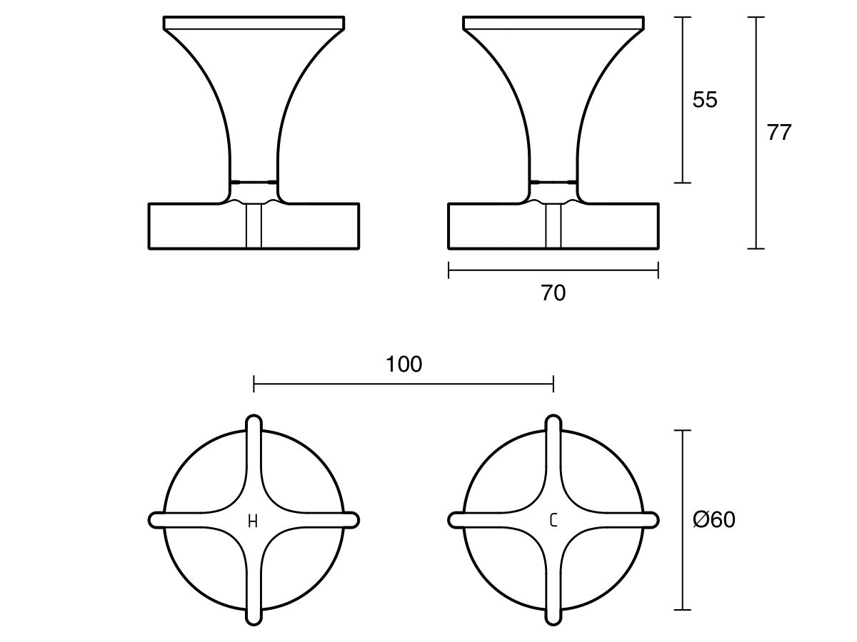 Reece Milli Oria Cross Wall Top Assembly Chrome