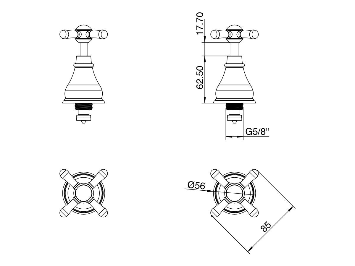 Reece Milli Voir Wall Top Assemblies Cross Chrome