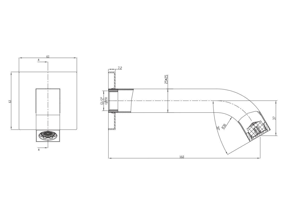 Reece Mizu Bloc Bath Outlet 160mm Chrome