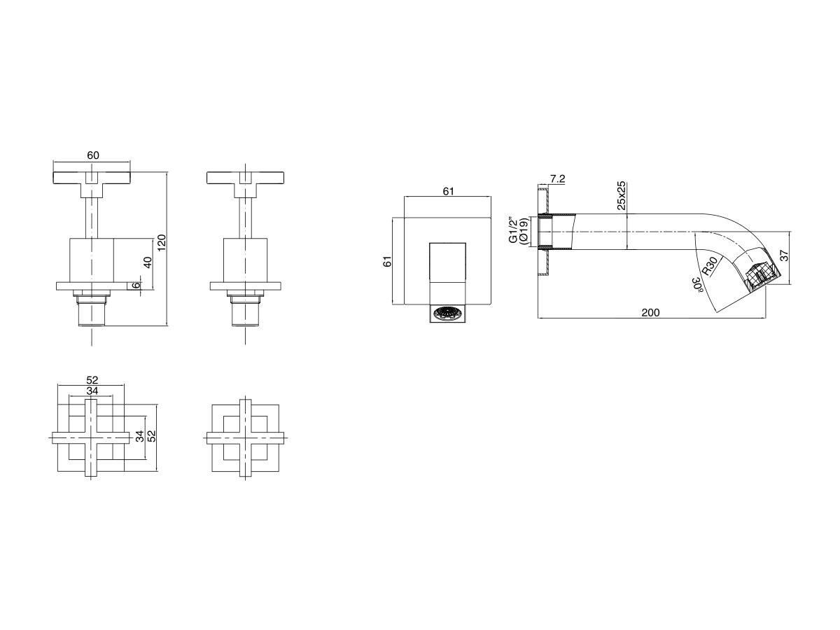 Reece Mizu Bloc Bath Set 200mm Chrome
