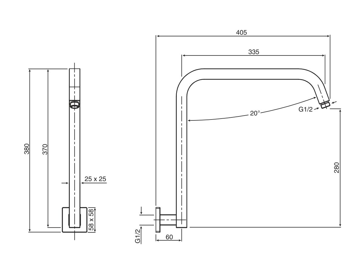 Reece Mizu Bloc Gooseneck Shower Arm Chrome