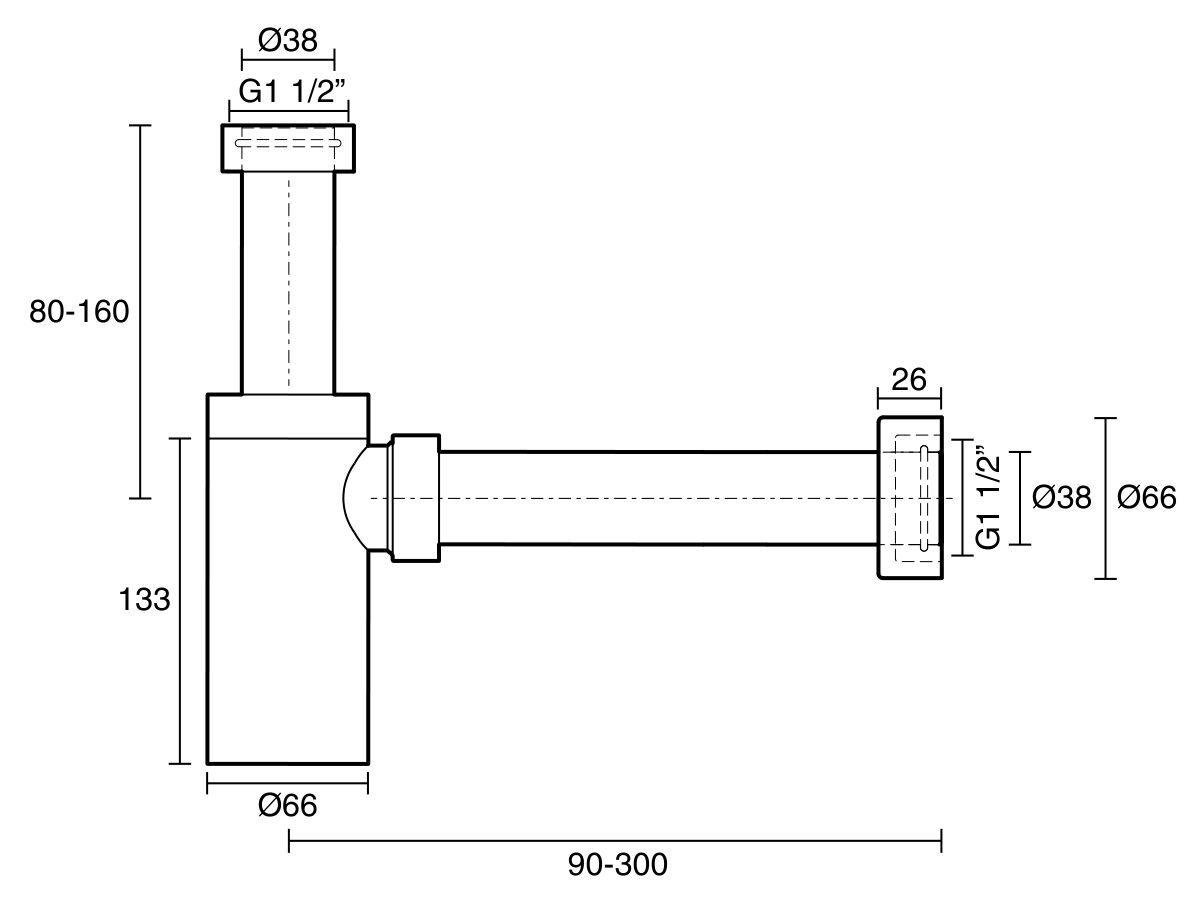 Reece Mizu Drift Bottle Trap 40mm Gloss Black