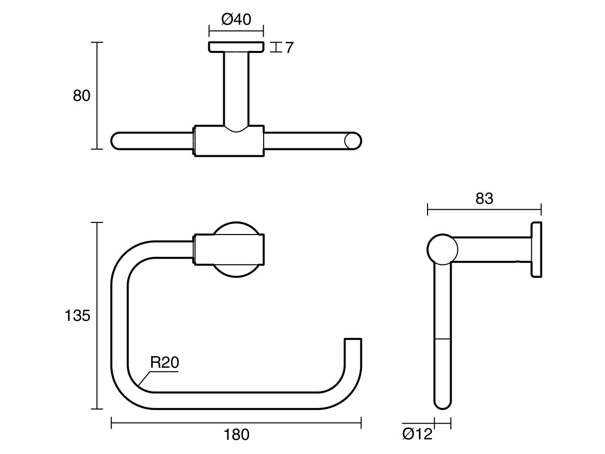 Reece Mizu Drift Square Guest Towel Holder Chrome