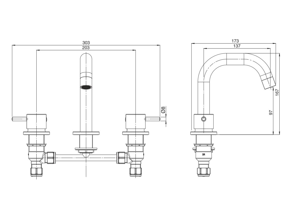 Reece Mizu Drift Swivel Basin Set Chrome (4 Star)