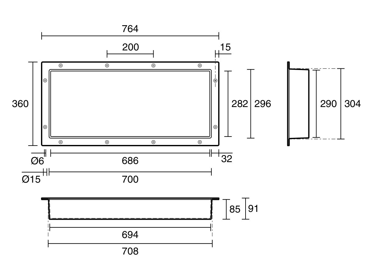Reece Posh Solus Niche 700mm X 300mm X 90mm