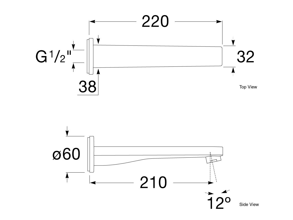 Reece Roca Escuadra Bath Outlet 220mm Chrome