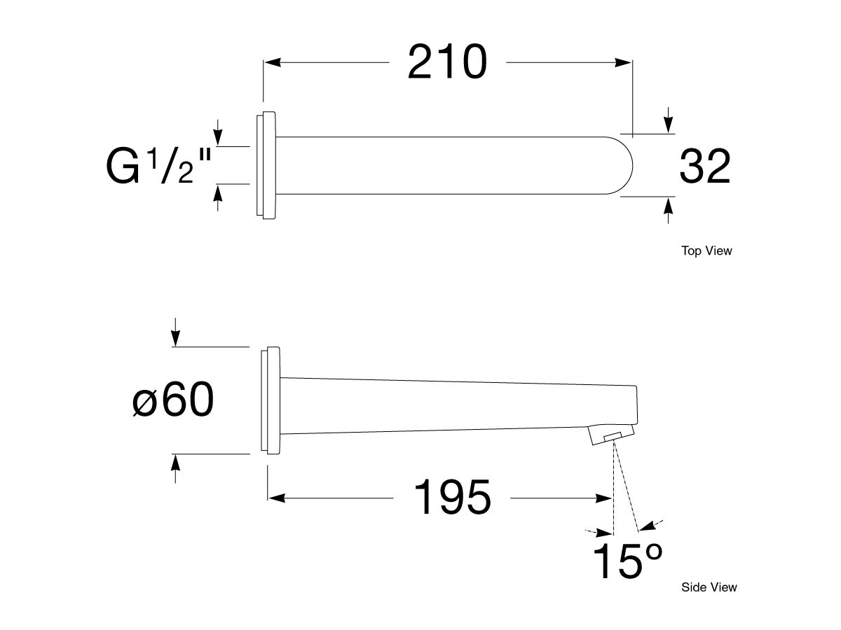 Reece Roca L20 Bath Outlet 200mm Chrome