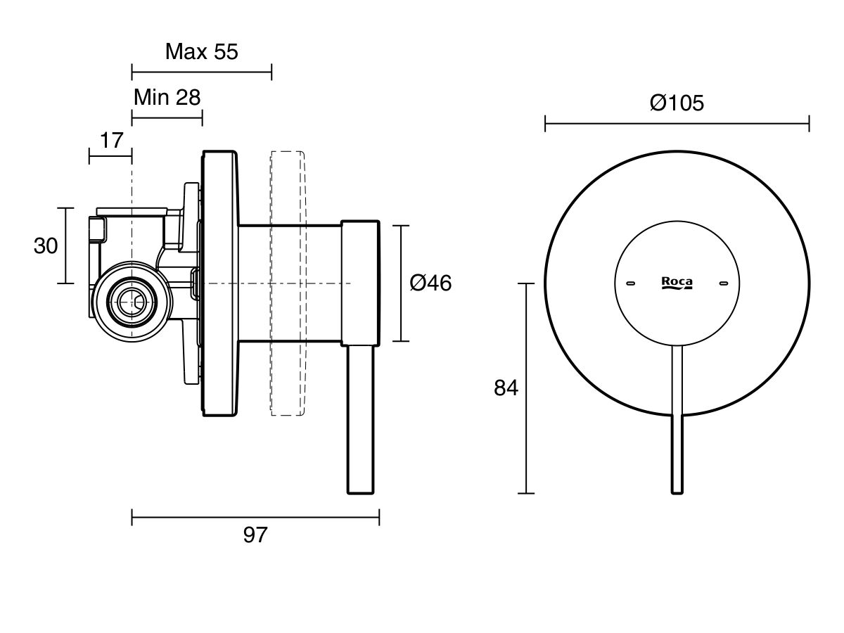 Reece Roca Ona Shower Mixer Tap Brushed Brass