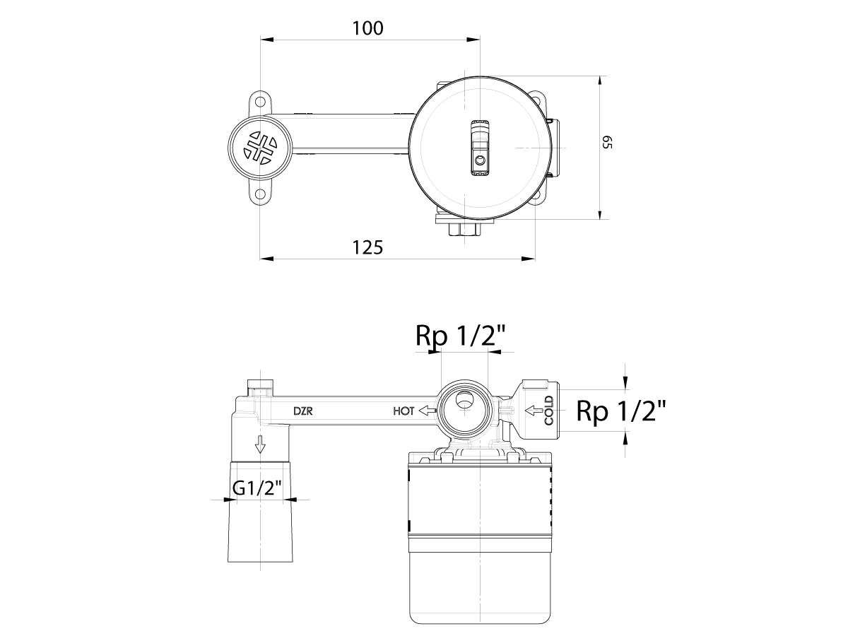 Reece Roca Wall Basin Mixer Tap Set Inwall Body
