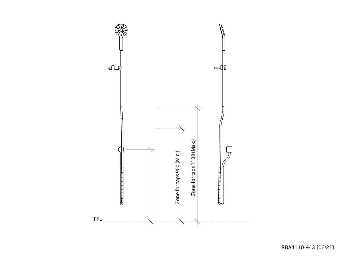 Reece Shower Handset With 2 Meter Hose And Slider