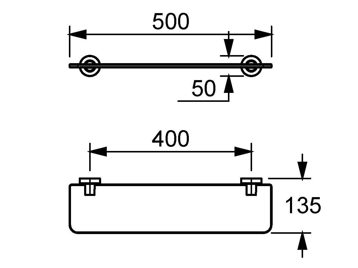 Reece Sonia Tecno Glass Shelf 500mm Chrome