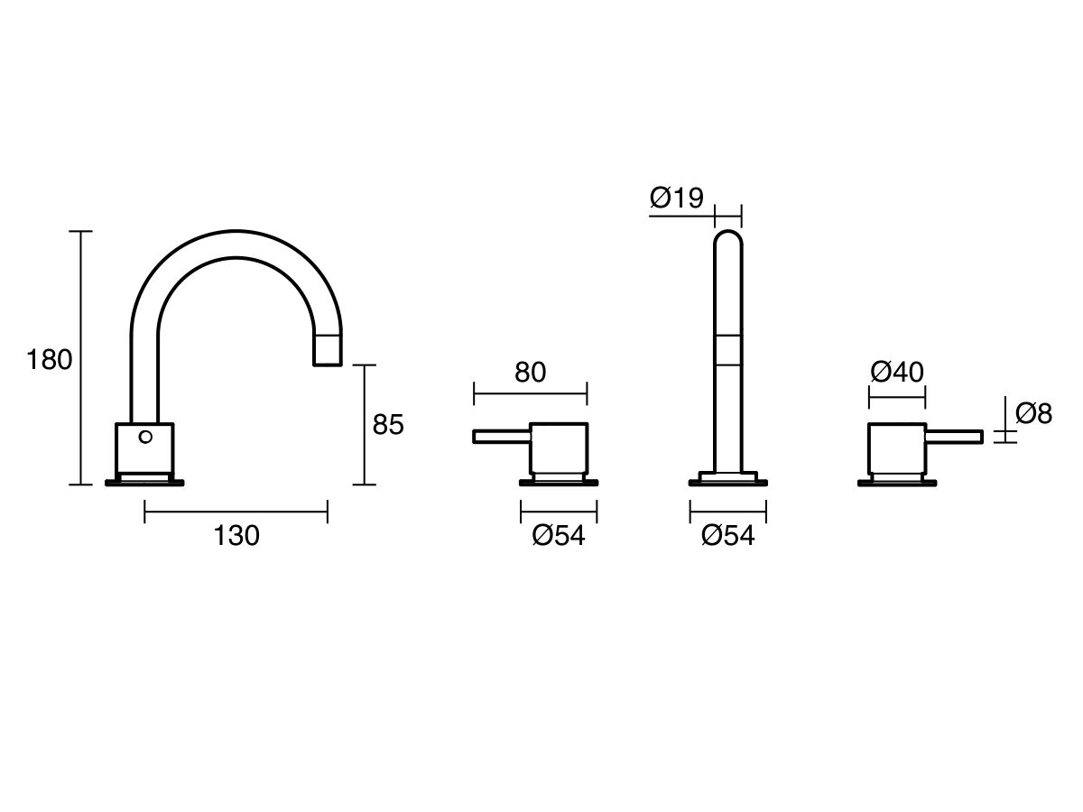 Reece Sussex Scala Basin Set Curved Chrome (5 Star)
