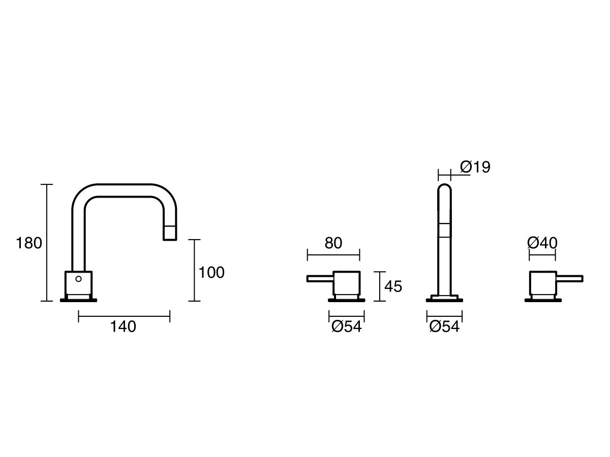 Reece Sussex Scala Basin Set Square Chrome (5 Star)