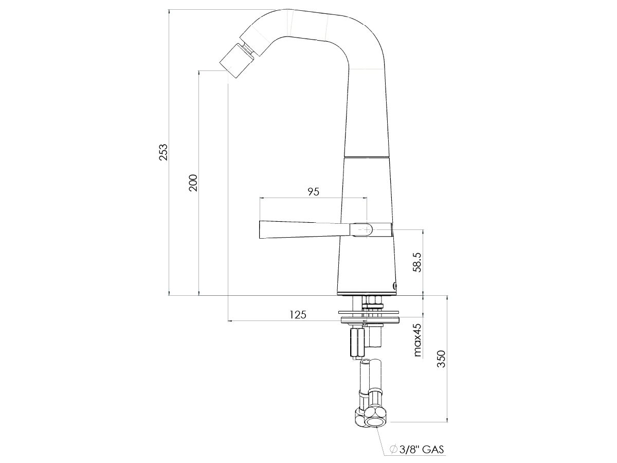 Reece Teknobili Likid 119/3 Bidet Mixer Tap Chrome