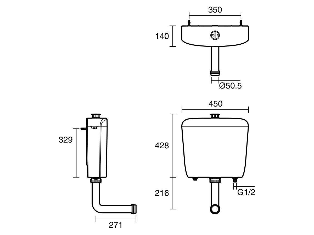 Reece Wolfen Care Plastic Cistern White (4 Star)