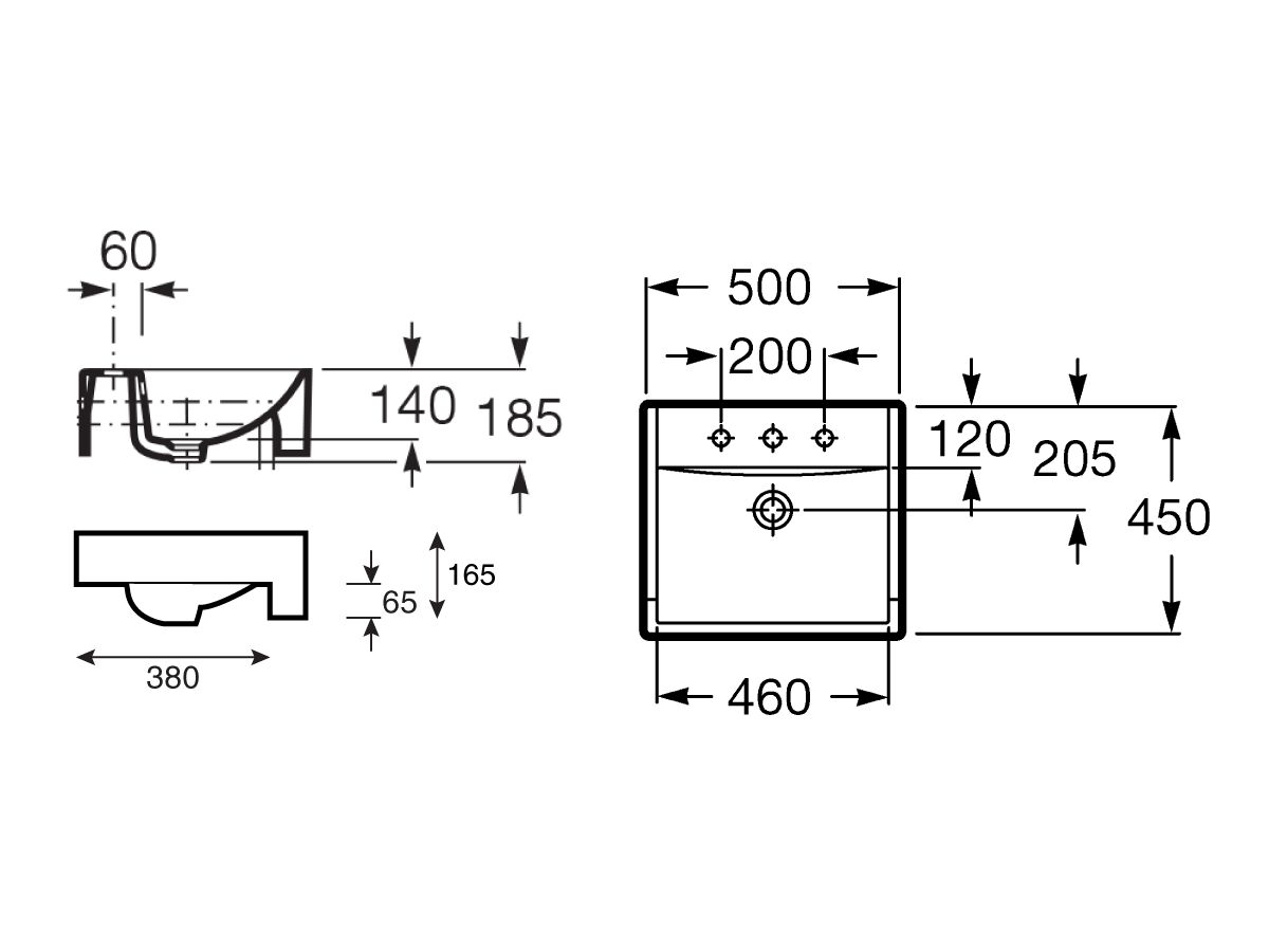 Reece Roca Diverta 500 Semi Recessed 1 Taphole Basin White