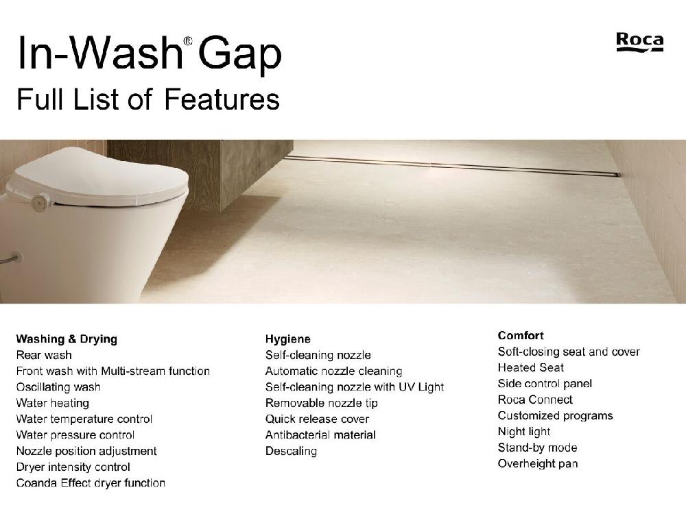 Reece Roca In-Wash Gap Round Close Coupled Back To Wall Back Inlet Toilet Suite With Heated Seat (4 Star)