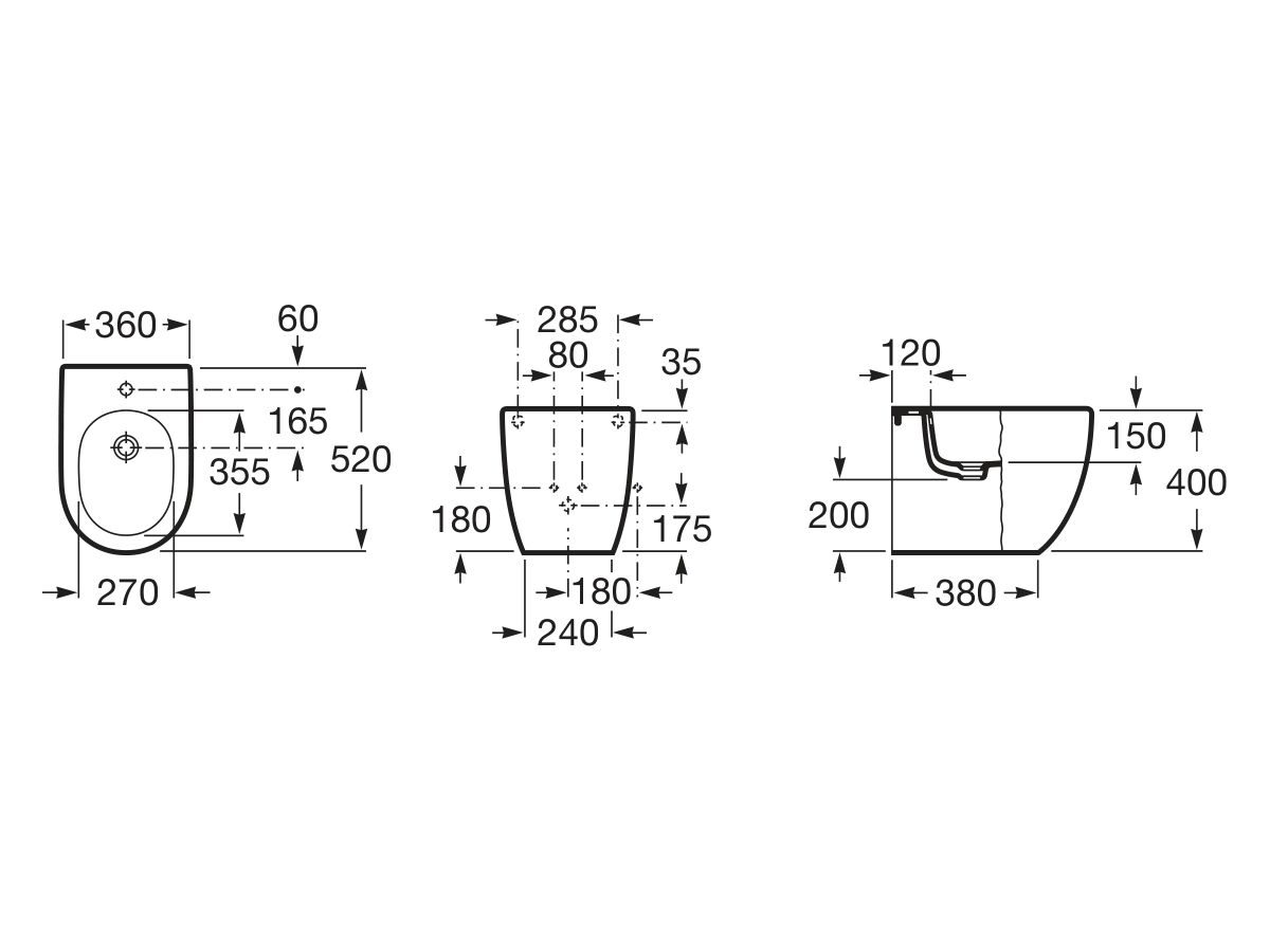Reece Roca Meridian Back To Wall Bidet 1 Taphole White
