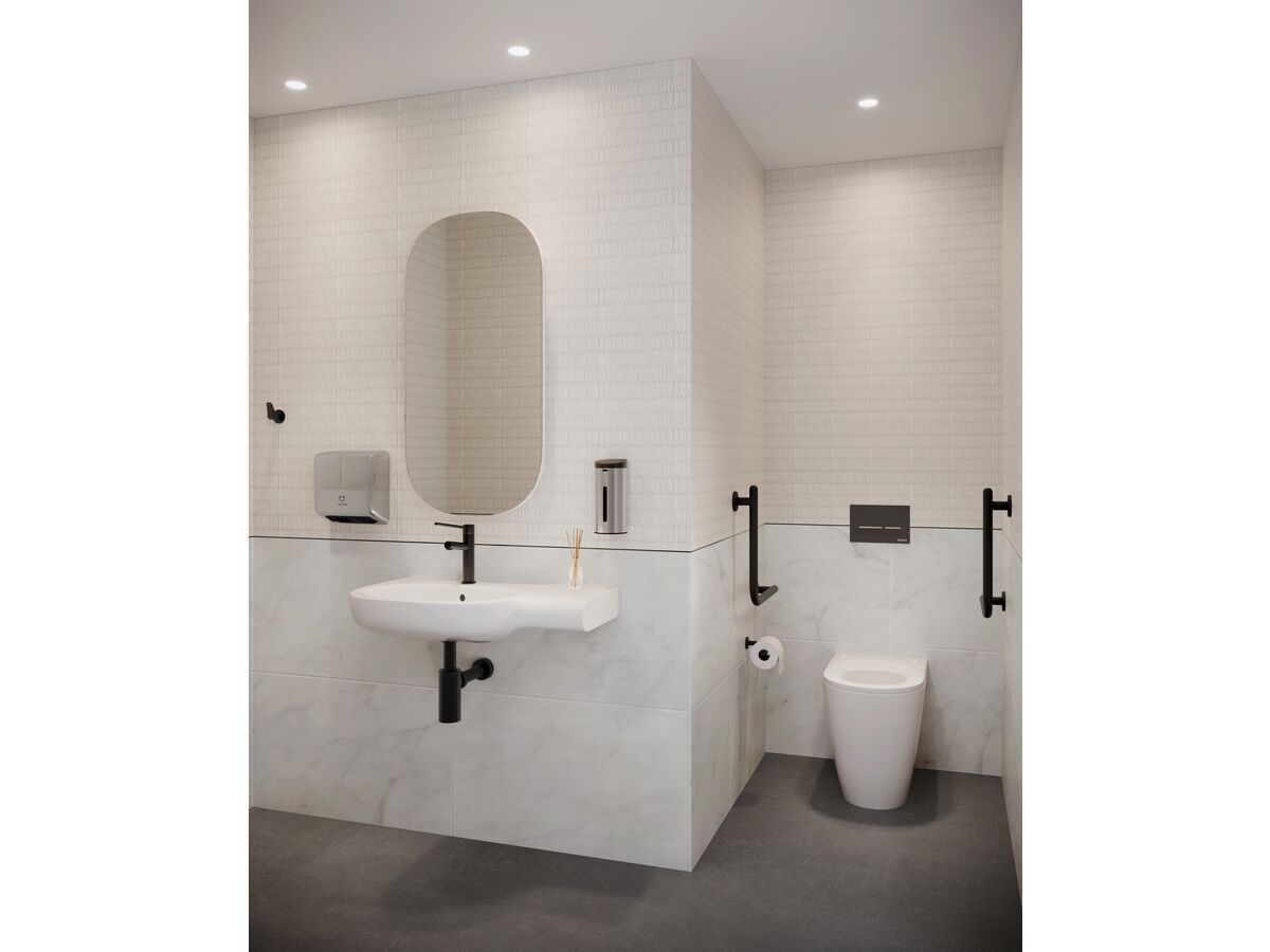 Reece Roca Meridian Wall Basin & Fixing Kit Left Hand Bowl With Overflow 750mm 1 Taphole White