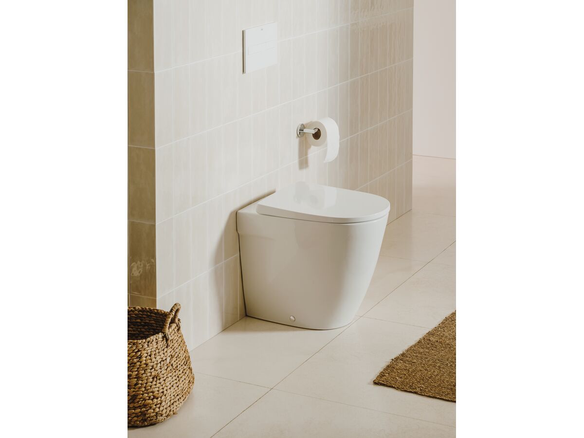 Reece Roca Ona Back To Wall Rimless Pan With Soft Close Quick Release Toilet Seat White (4 Star)