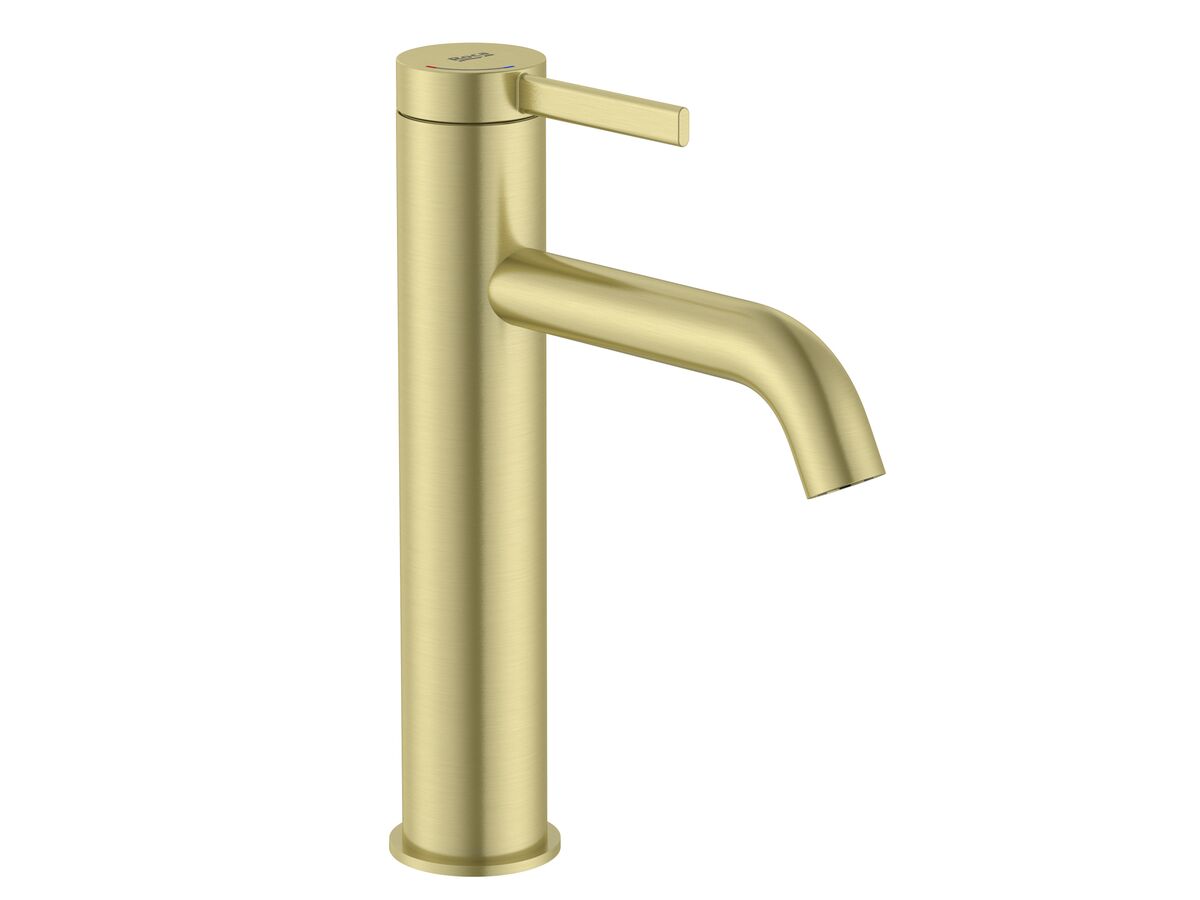 reece Roca Ona Medium Height Basin Mixer Tap Brushed Brass (6 Star) Lead Free