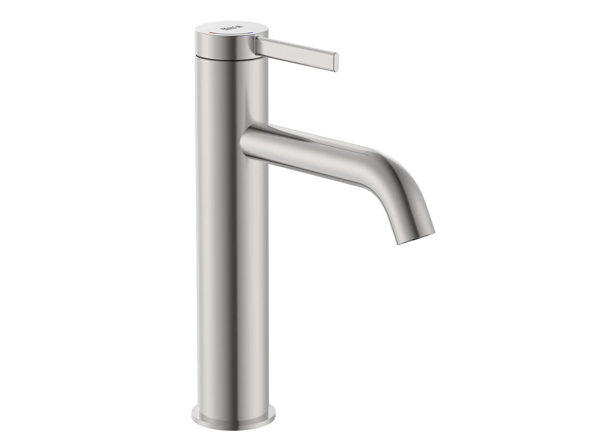 reece Roca Ona Medium Height Basin Mixer Tap Brushed Nickel (6 Star) Lead Free