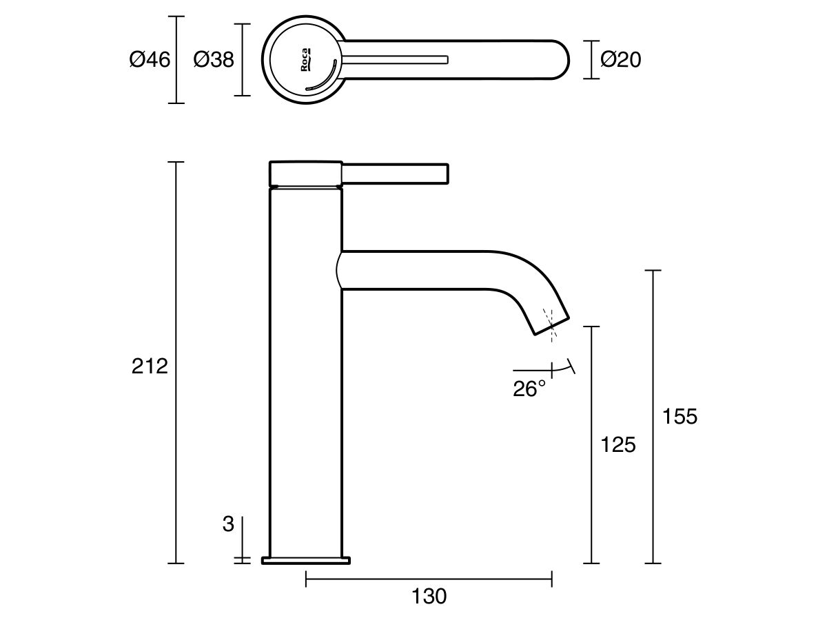 Reece Roca Ona Medium Height Basin Mixer Tap Chrome (6 Star) Lead Free