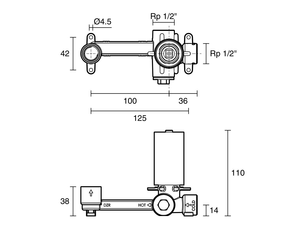 Reece Roca Ona Wall Basin/Bath Mix Set Inwall Body Brushed Nickel Lead Free